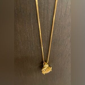 Sterling Silver Gold Plated Swan Crystal Necklace NIB